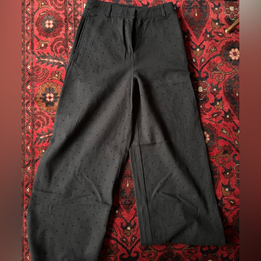 Women’s Black Pants with black stones NWOT
